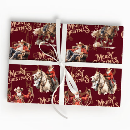 Cowboy Santa Christmas Wrapping Paper
