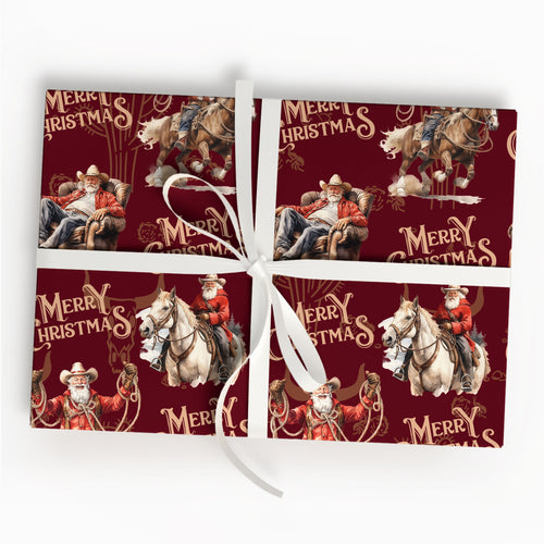 Cowboy Santa Christmas Wrapping Paper