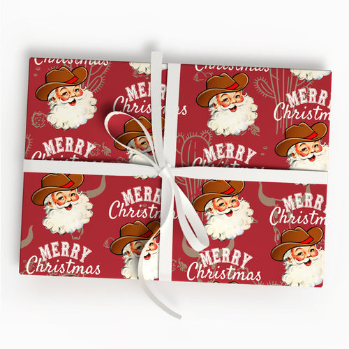 Cowboy Santa Christmas Wrap Gift