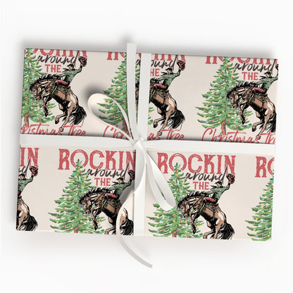 Christmas Santa Cowboy Wrapping Paper
