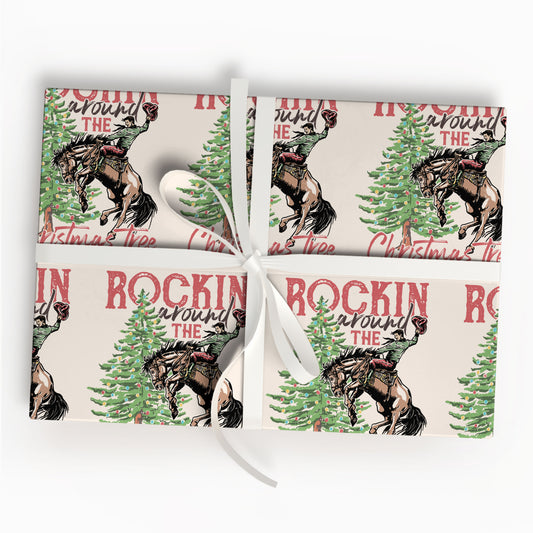 Christmas Santa Cowboy Wrapping Paper