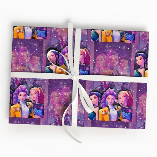 Demon Hunters Wrapping Paper For Kid Birthday