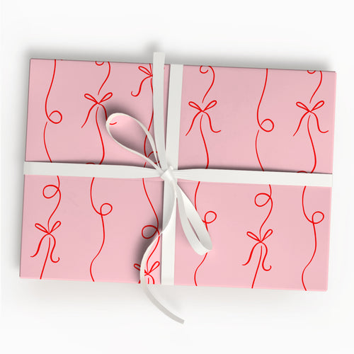 Pink Bow Gift Wrap Sheet