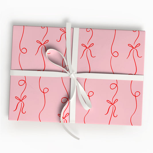 Pink Bow Gift Wrap Sheet