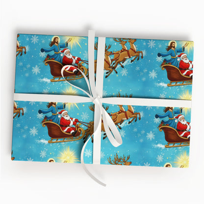 Santa and Jesus Wrapping Paper