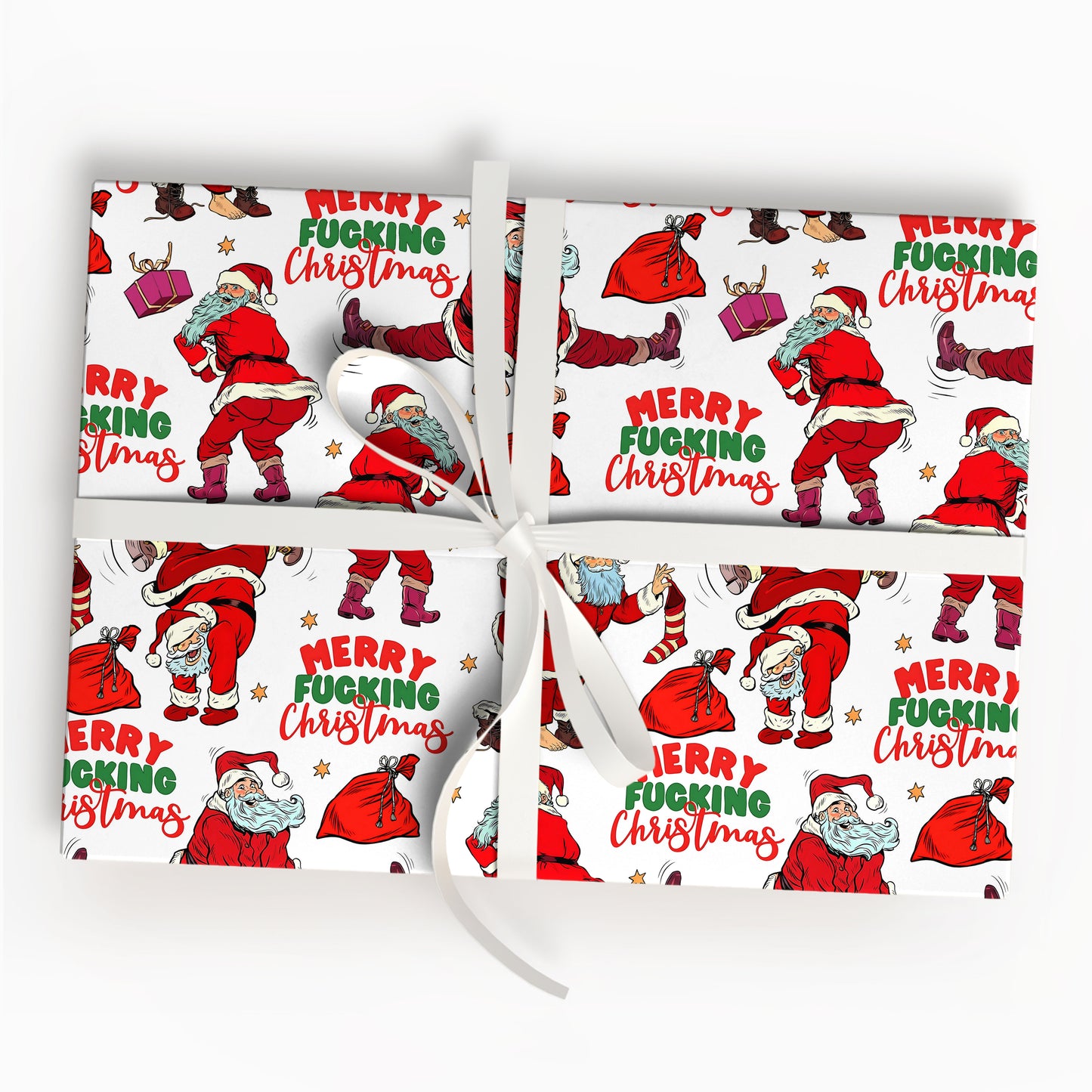 Funny Santa Merry Christmas Wrapping Paper