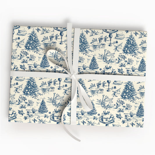 Vintage Christmas Toile Wrapping Paper