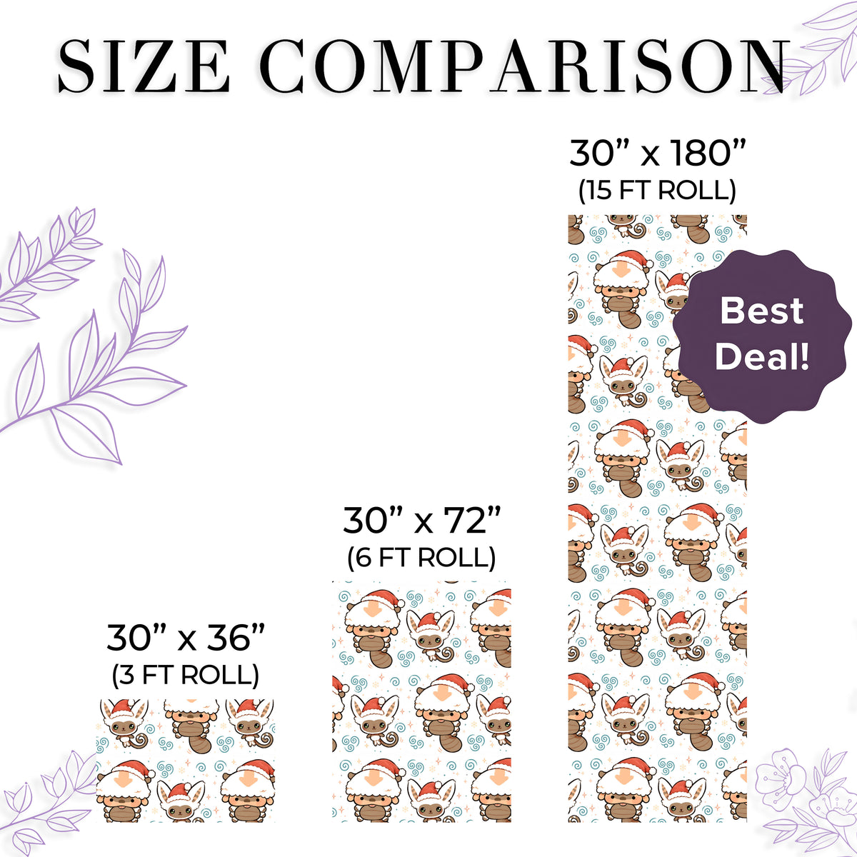 Avatar the Last Airbender Appa & Momo Wrapping Paper - Santa Hat