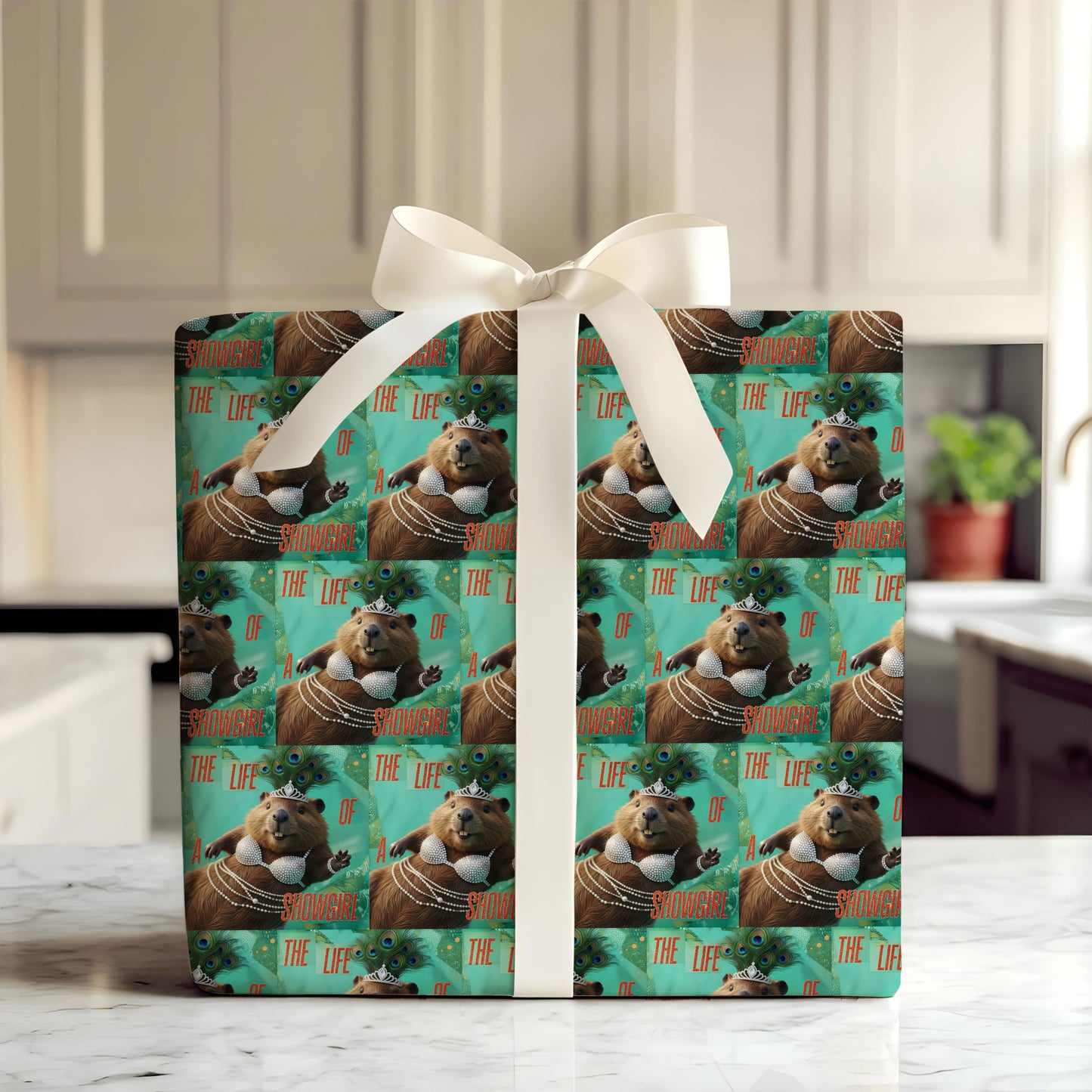 Beaver Aqua Green Wrapping Paper