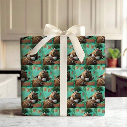 Beaver Aqua Green Wrapping Paper