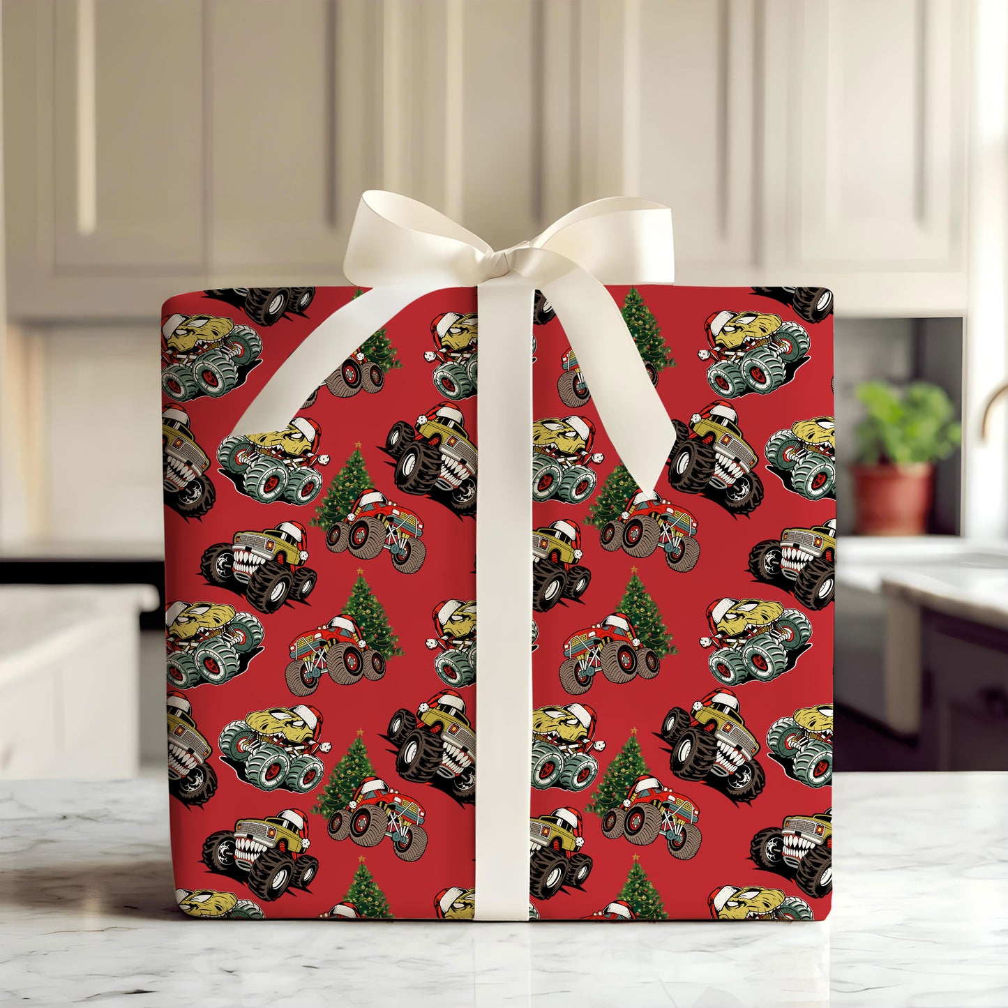 Monster Truck Christmas Wrapping Paper Gift