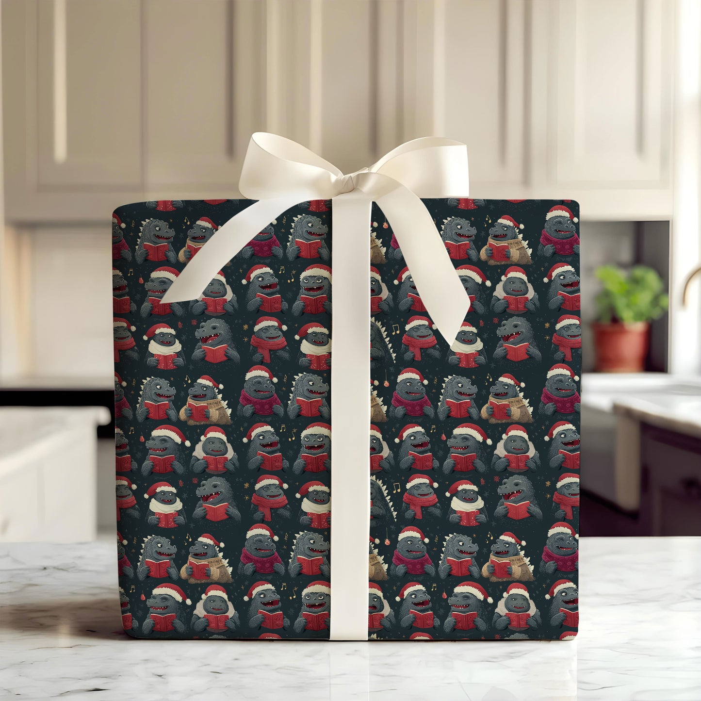 Godzilla Santa Christmas Wrapping Paper