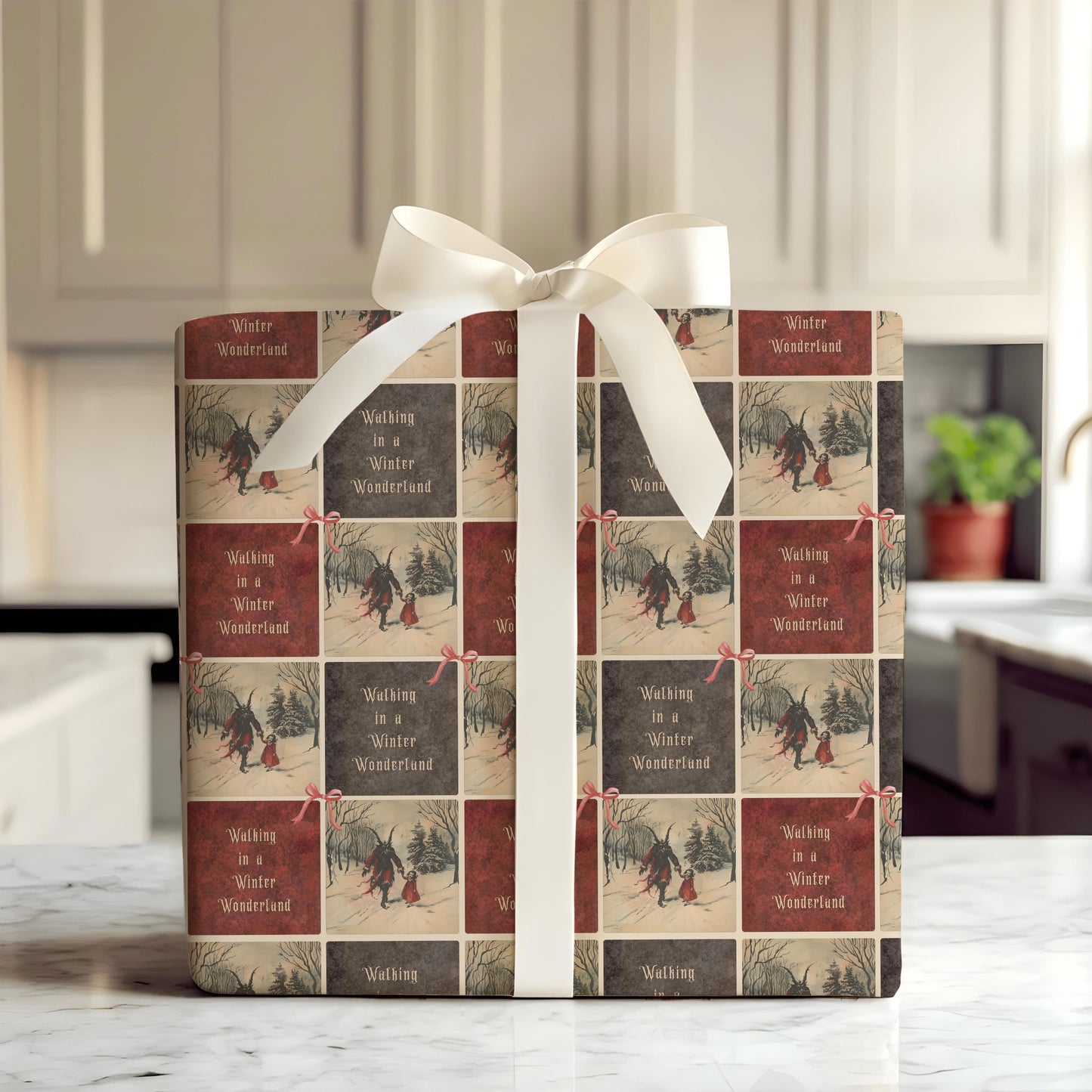 Gothic Krampus And Baby Wrapping Paper