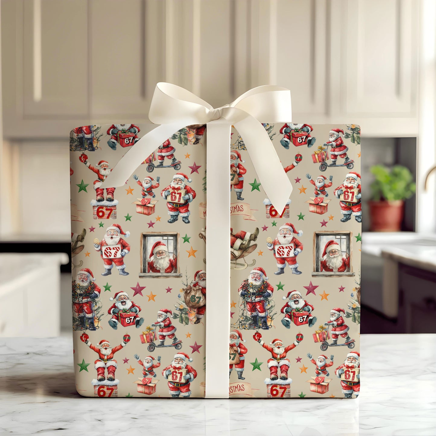 Meme Santa 67 Gift Wrap