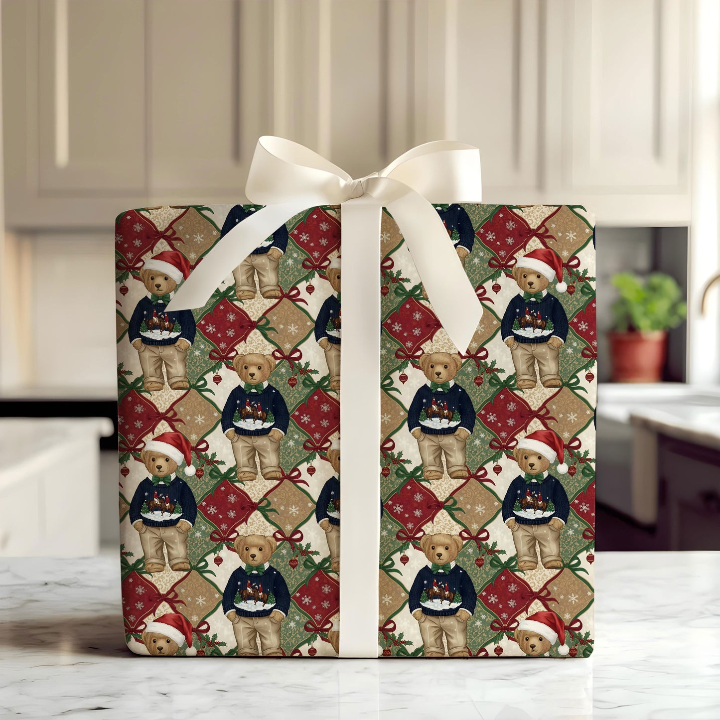 Teddy Santa Christmas Wrapping Paper