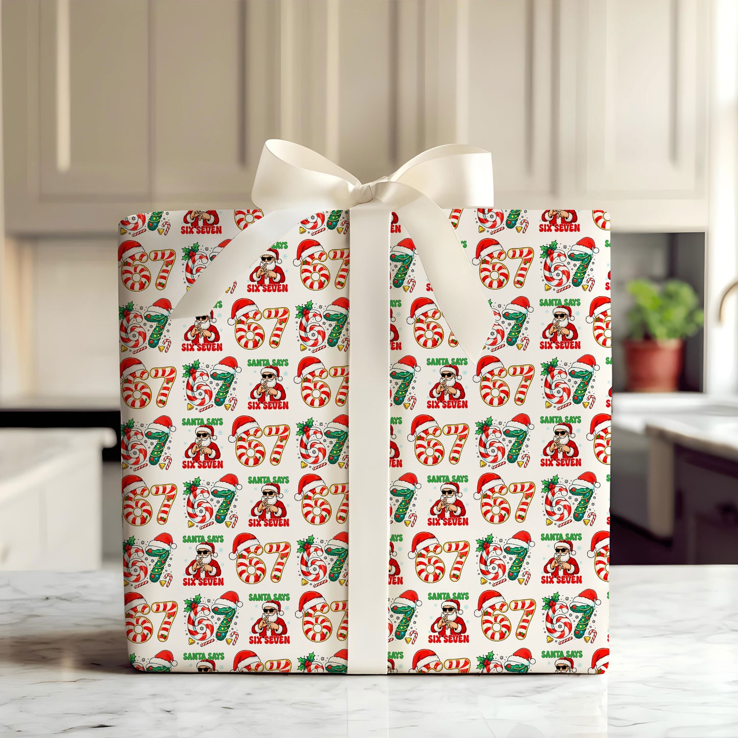 67 Meme Santa Wrapping Paper
