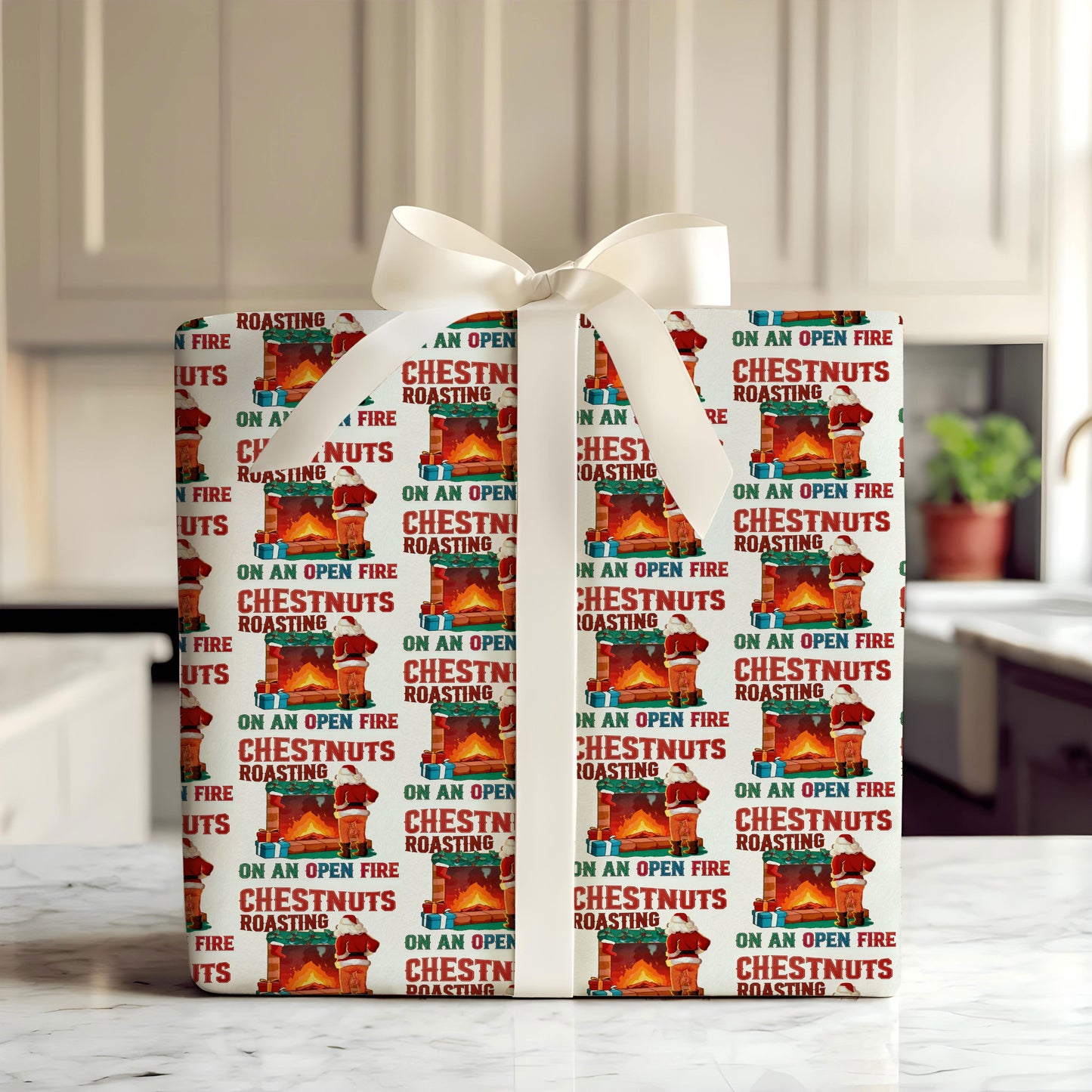 Funny Santa Wrapping Paper for Christmas Gifts