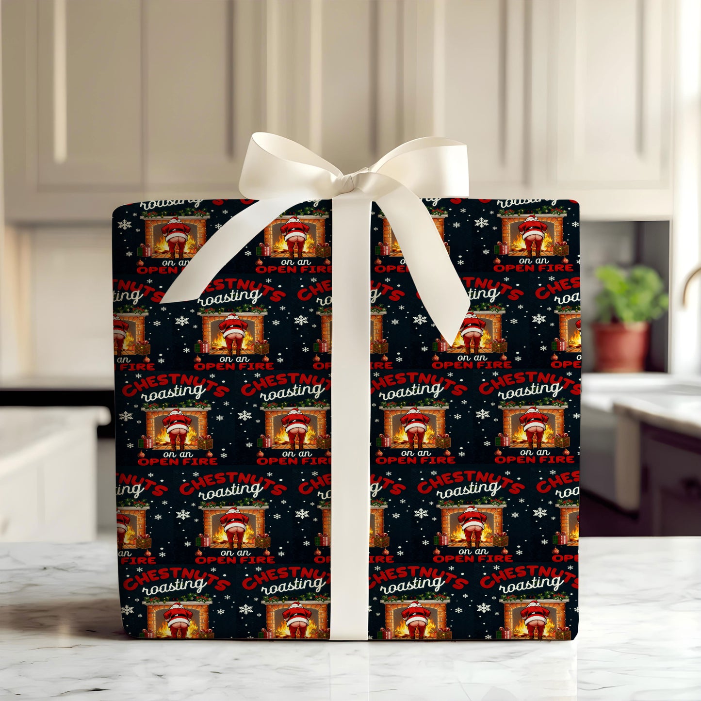 Funny Santa Christmas Gift Wrap Roll