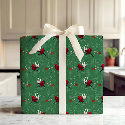 Hollow Knight Silksong Christmas Wrapping Paper, Gothic Holiday Gift Wrap