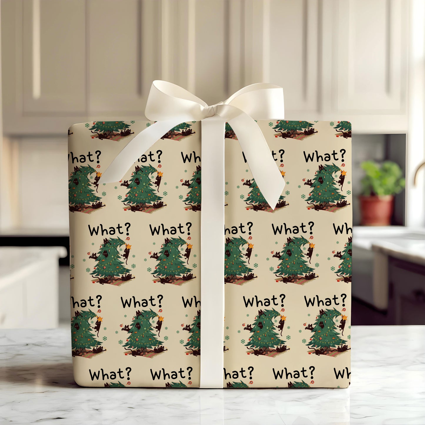 Black Cat Christmas Wrapping Paper