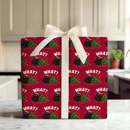 Funny Black Cat Holiday Gift Wrap