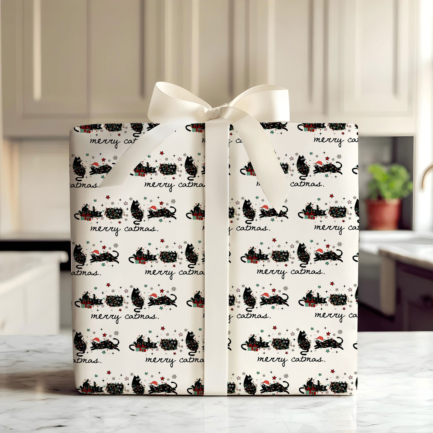 Black Cat Wrapping Paper for Pet Lovers