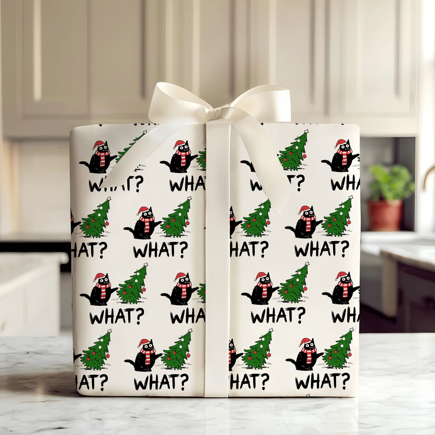 Funny Cat Christmas Gift Wrapping Paper
