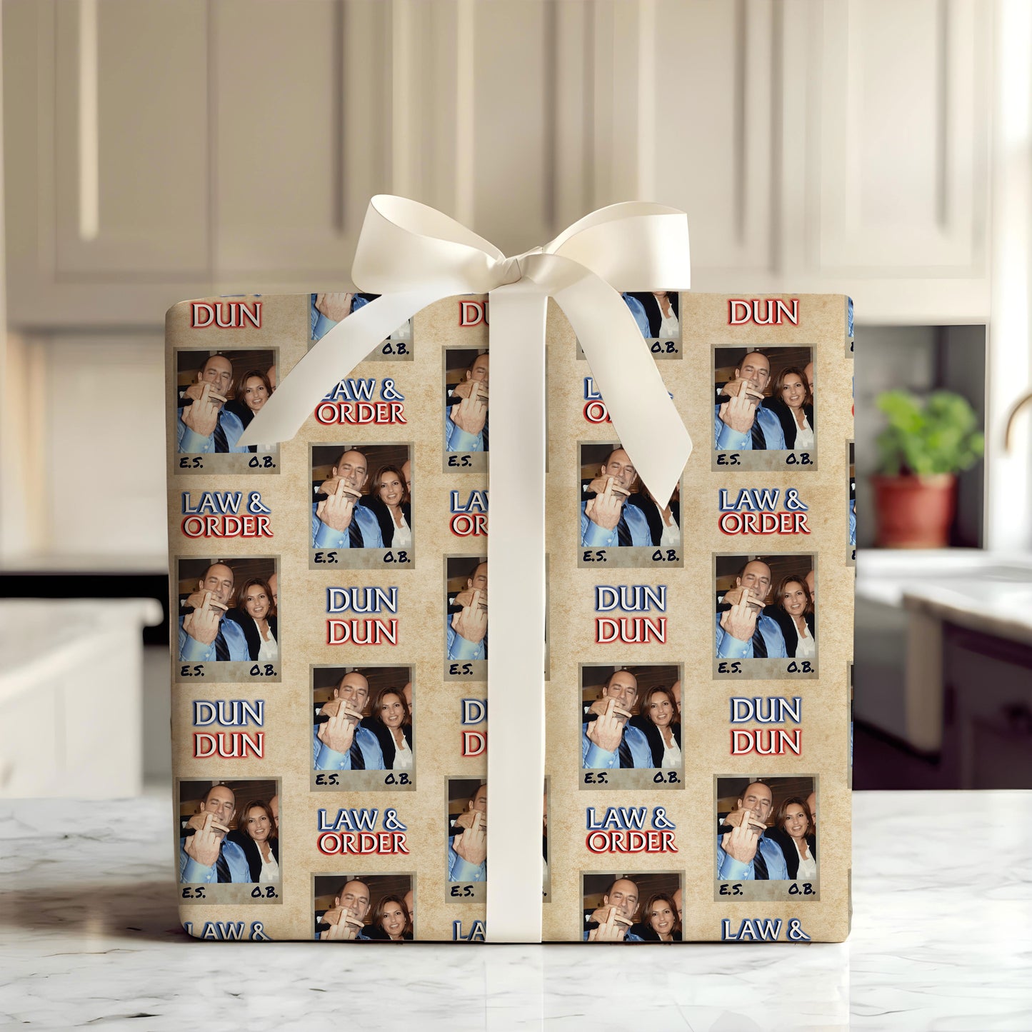 Funny Law And Order Gift Wrap, Crime Show Wrapping Paper