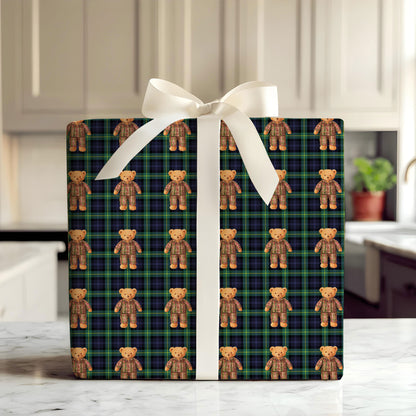Plaid Bear Wrapping Paper Christmas Gift