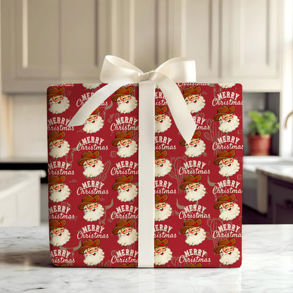Cowboy Santa Christmas Wrap Gift