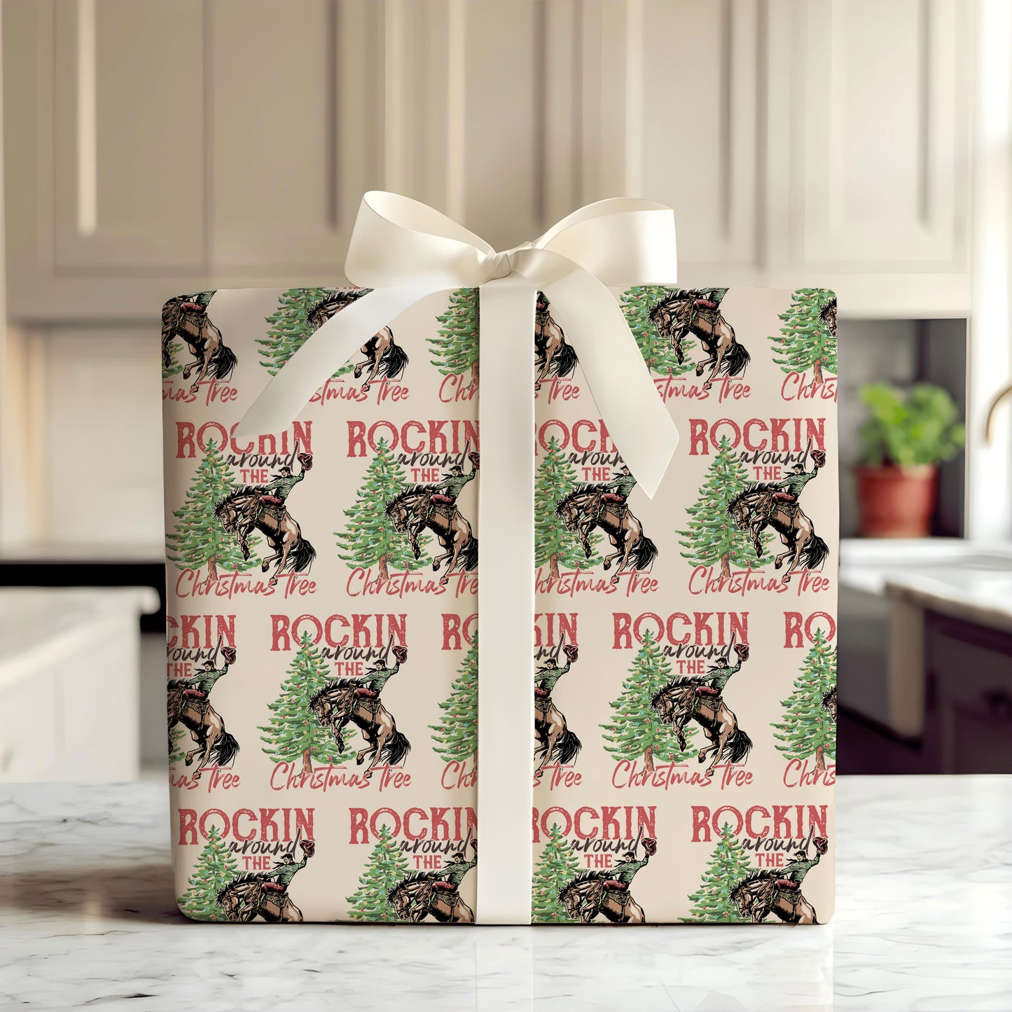 Christmas Santa Cowboy Wrapping Paper
