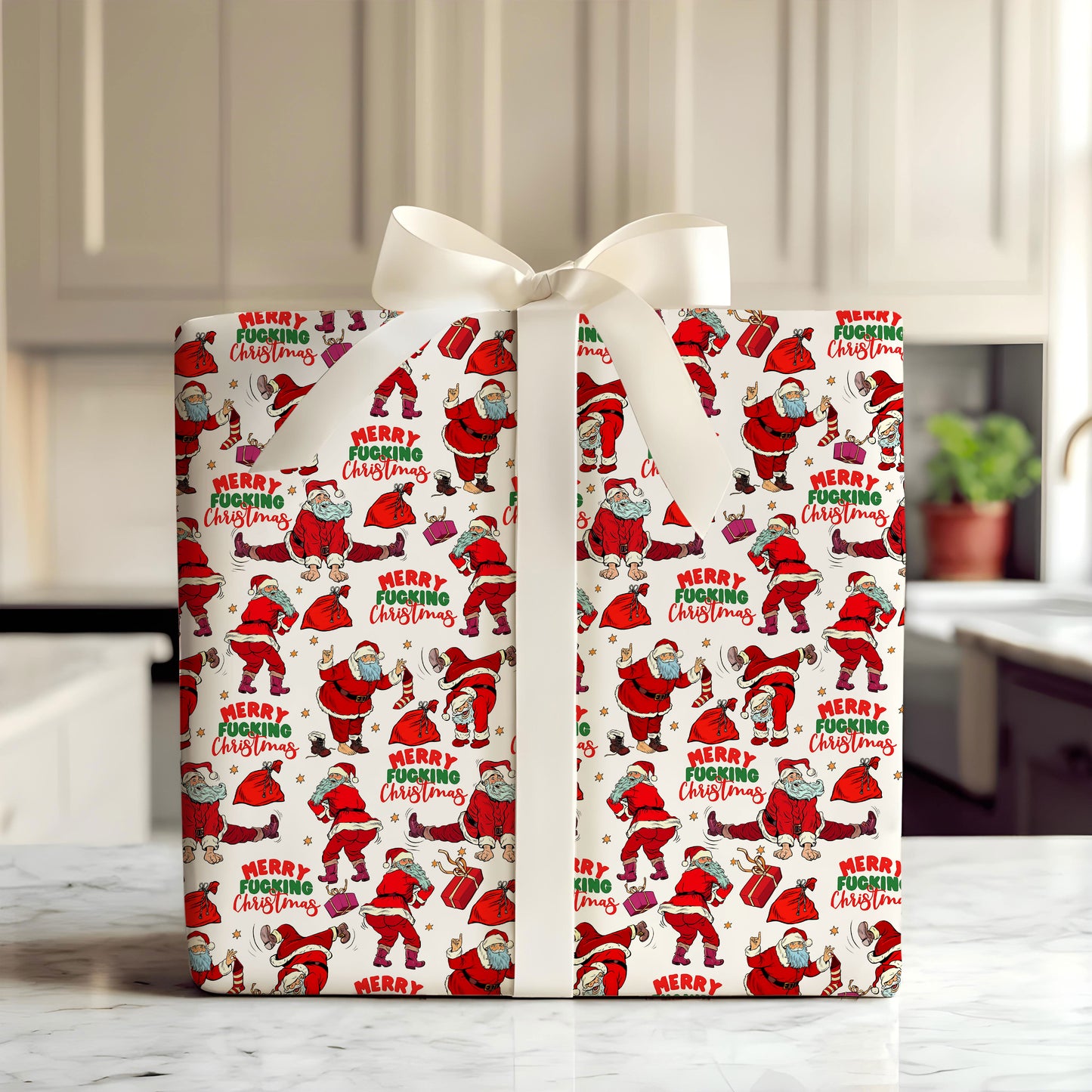 Funny Santa Merry Christmas Wrapping Paper