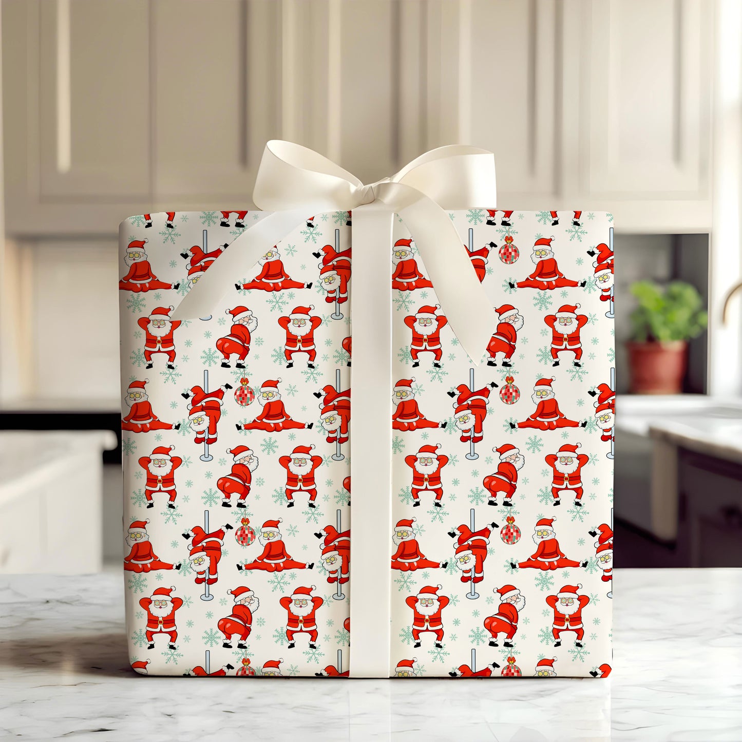 Dancing Santa Christmas Gift Wrap