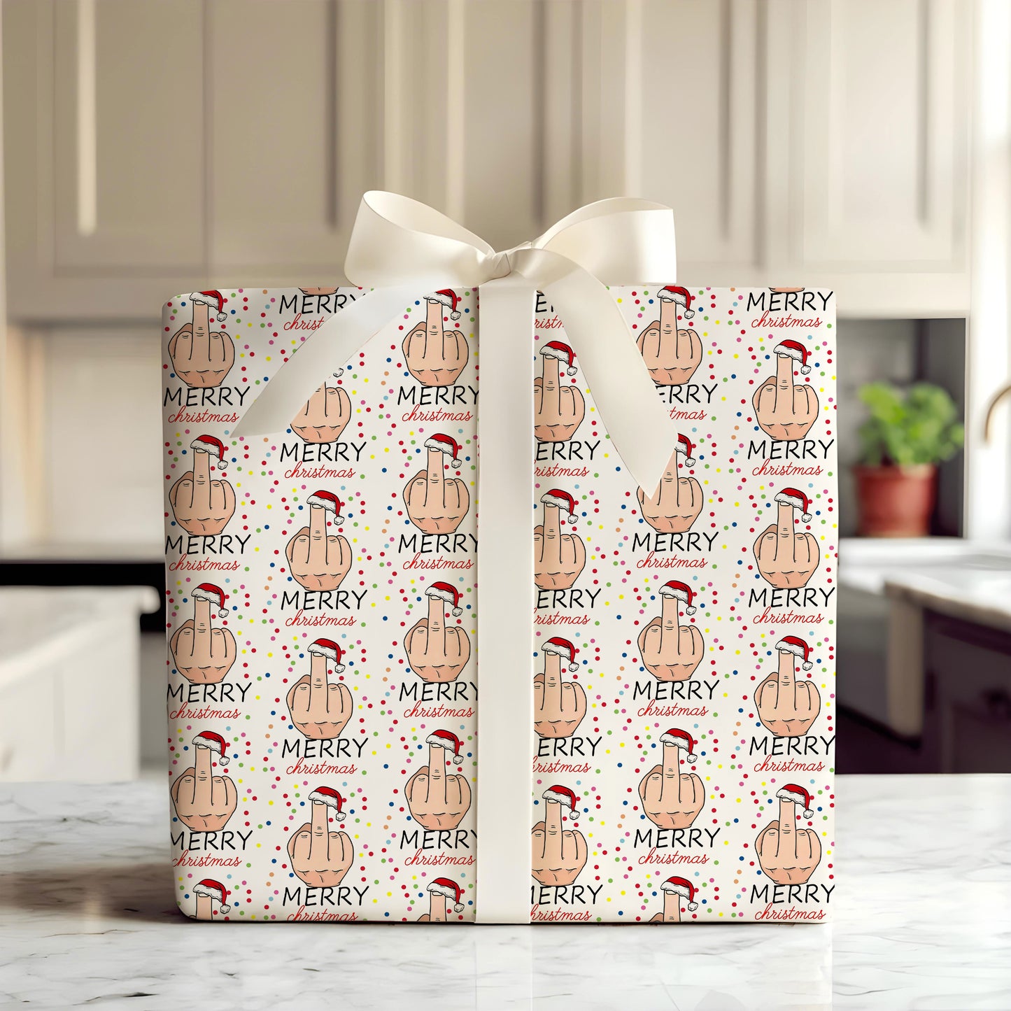 Christmas Middle Finger Wrapping Paper for Presents
