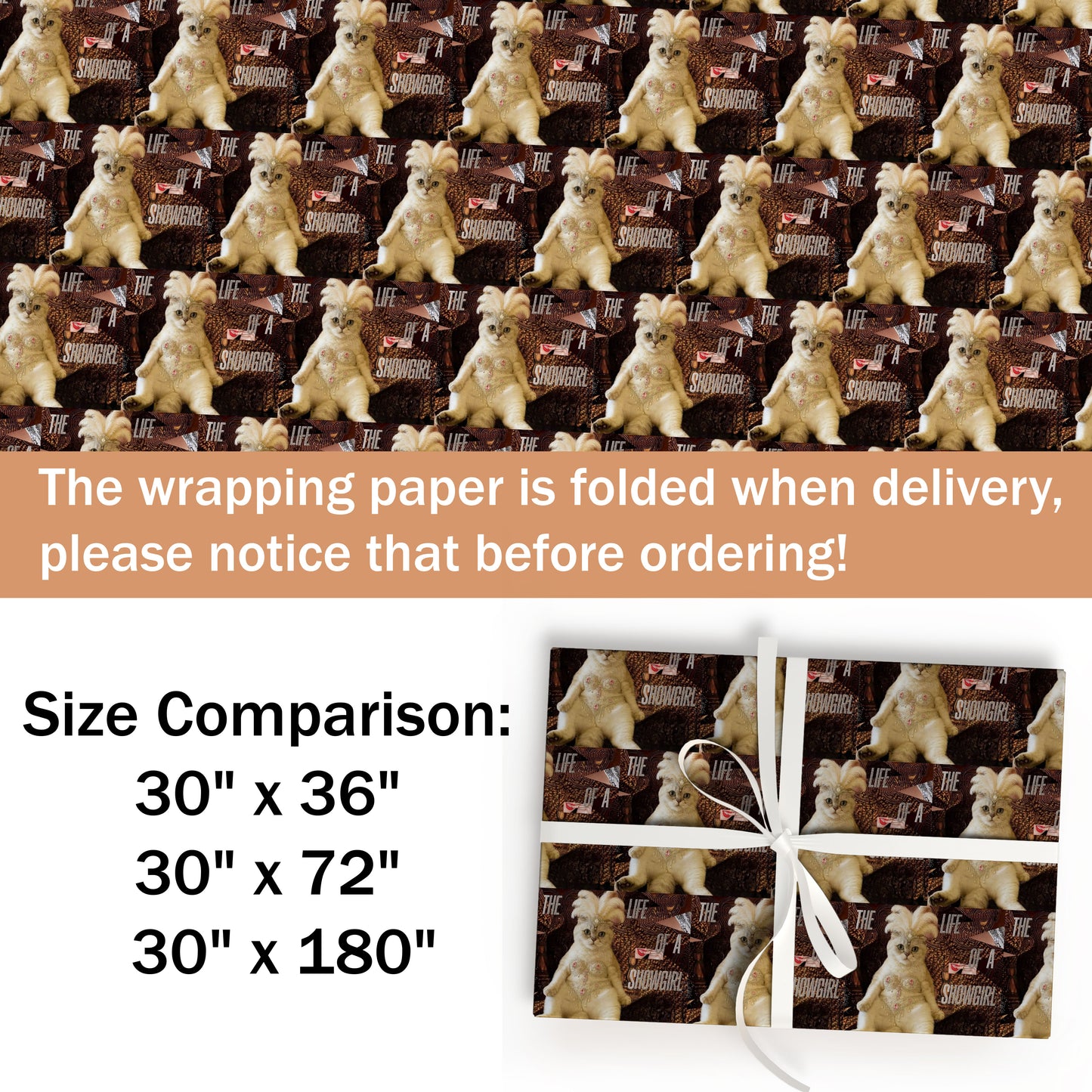 Cream Cat Showgirl Era Gift Wrap Sheets