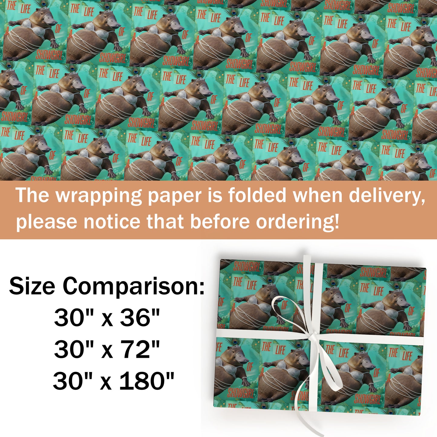 Platypus Aqua Red Showgirl Gift Wrap