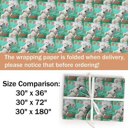 Samoyed  Aqua Red Pop Star Wrapping Paper