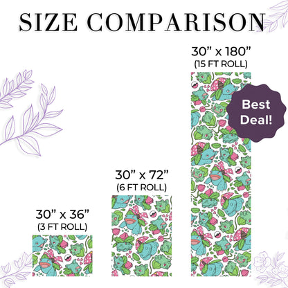 Bulbasaur Evolution Pokemon Wrapping Paper