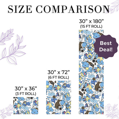 Squirtle Wartortle Blastoise Pokemon Wrapping Paper