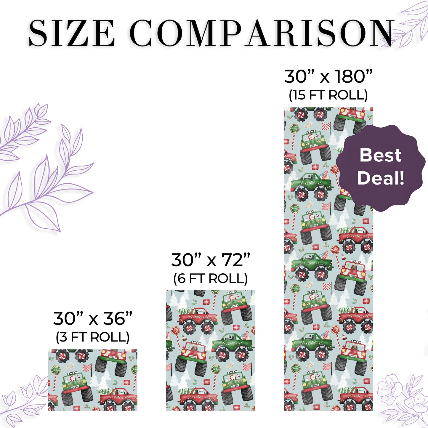 Monster Truck Christmas Wrapping Paper