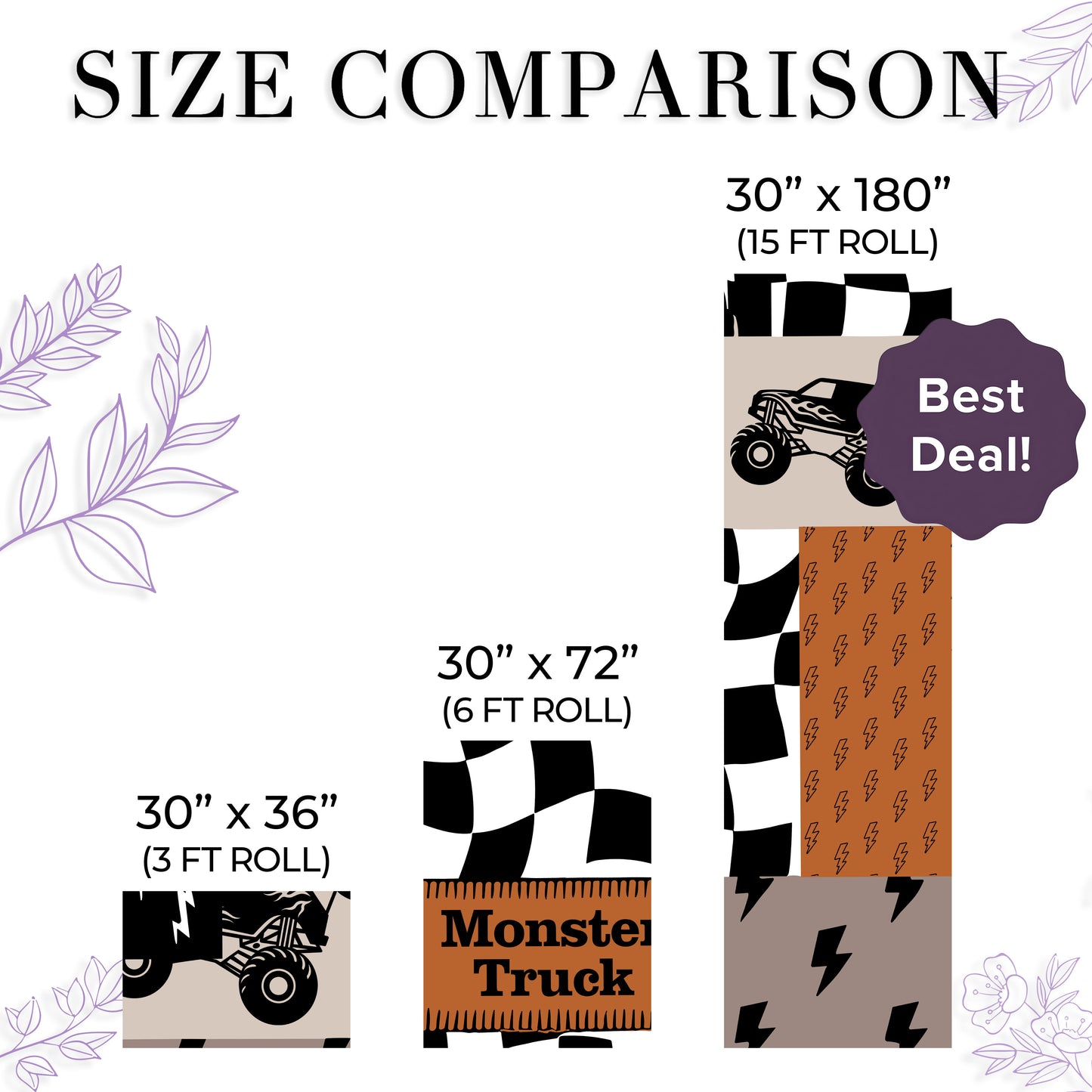 Monster Truck Christmas Wrapping Paper, Kids Birthday Gift Wrap