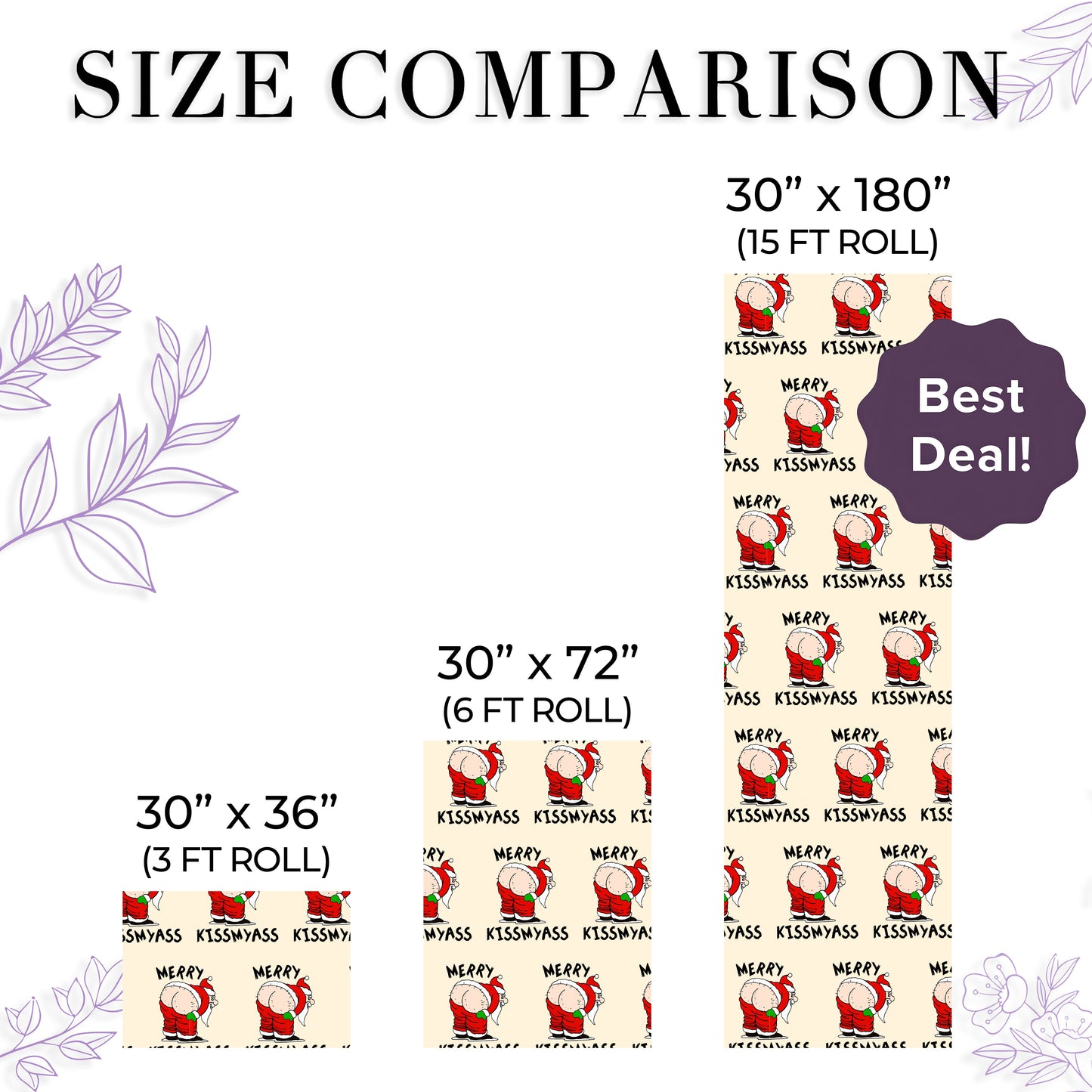 Merry Kissmyass Santa Xmas Gift Wrap with Holiday