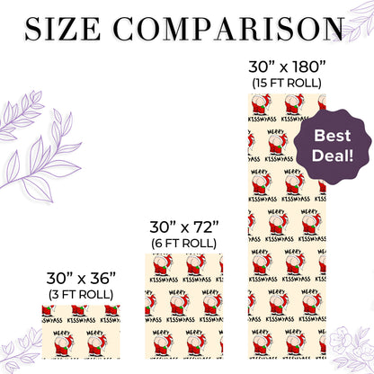 Merry Kissmyass Santa Xmas Gift Wrap with Holiday