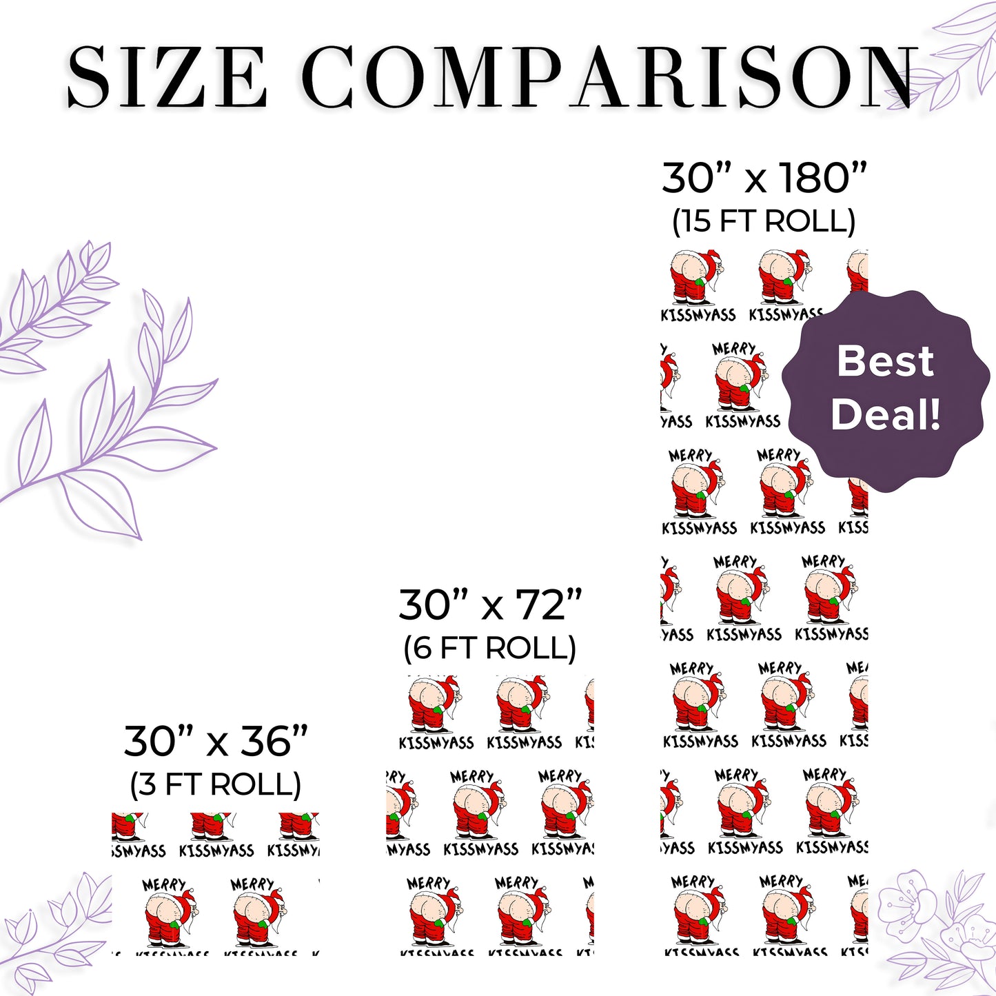 Merry Kissmyass Santa Christmas Wrapping Paper Rolls