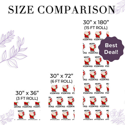 Merry Kissmyass Santa Christmas Wrapping Paper Rolls