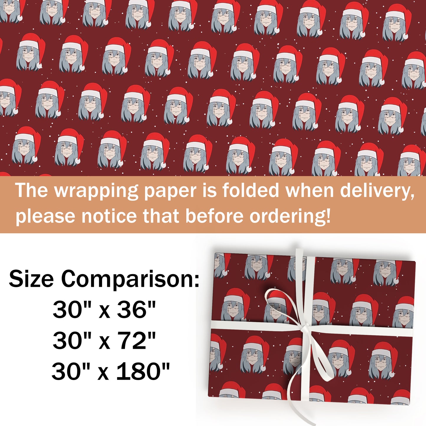 Anime Santa Hat Christmas Wrapping Paper