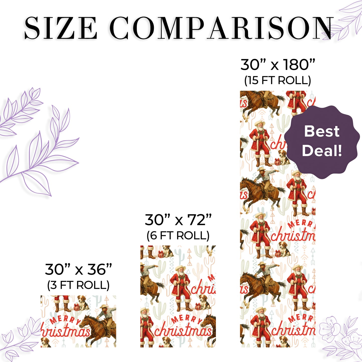 Santa Cowboy Christmas Wrapping Paper - Western Gift Wrap