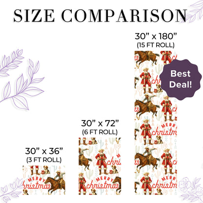 Santa Cowboy Christmas Wrapping Paper - Western Gift Wrap