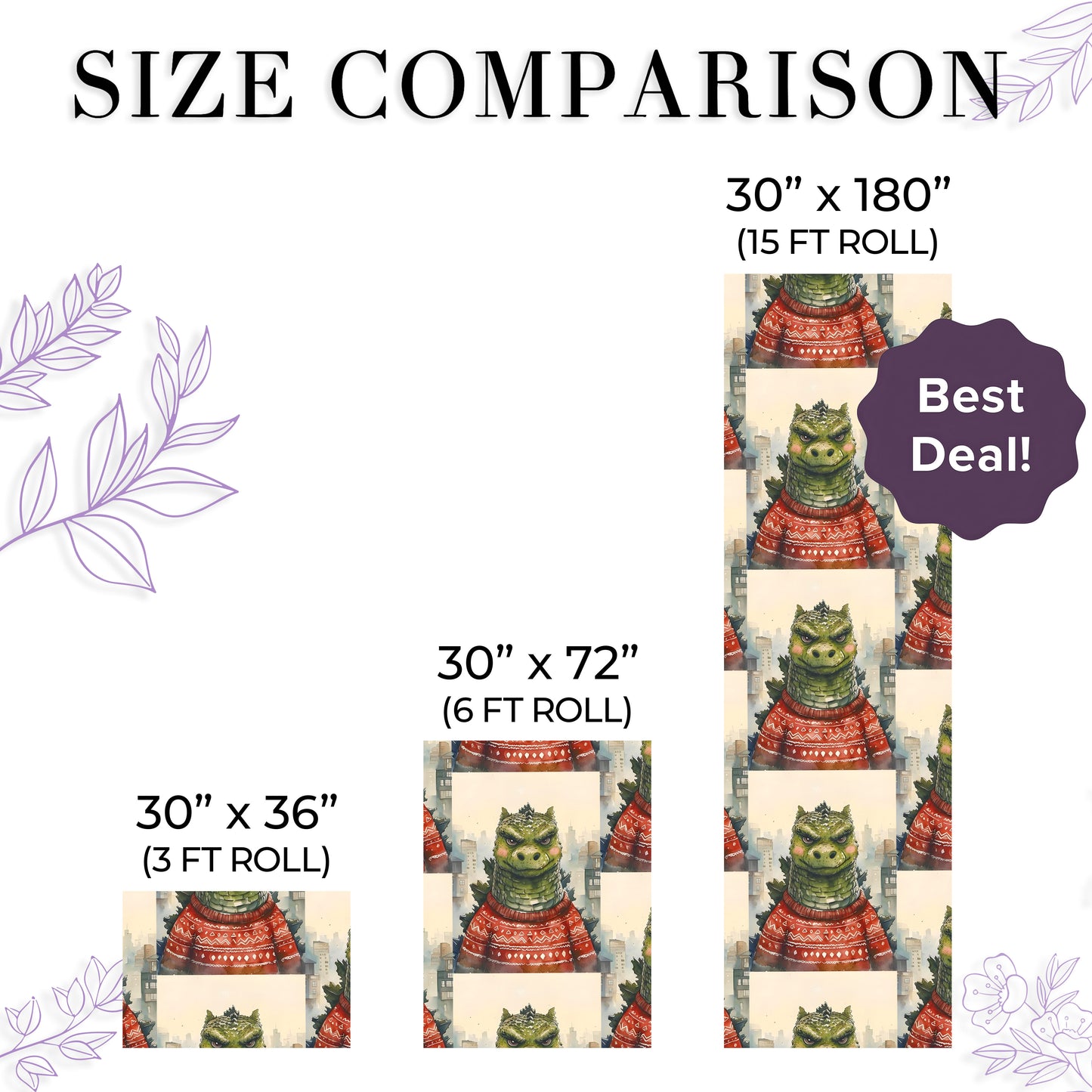 Godzilla Christmas Wrapping Paper Rolls