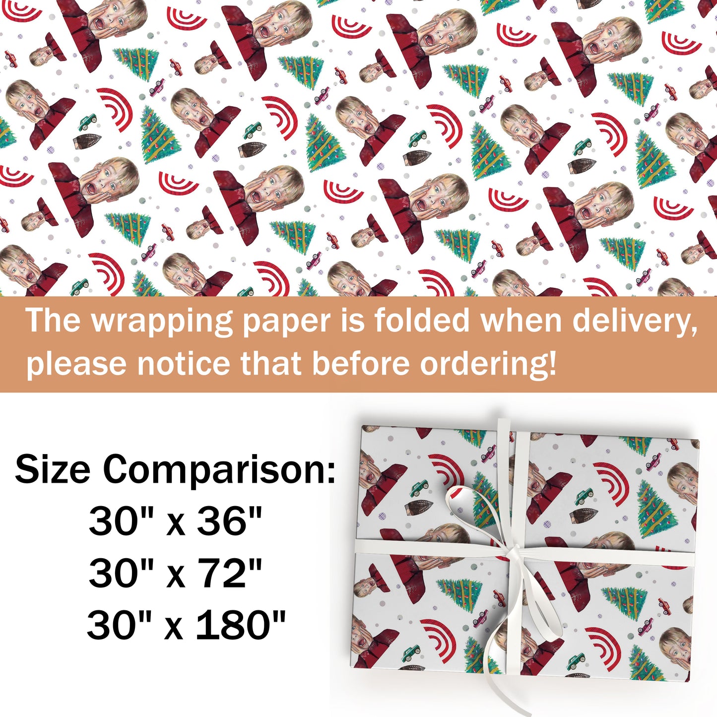 Home Alone Christmas Wrapping Paper, Macaulay Culkin, 90s Christmas Movie Wrap Gift